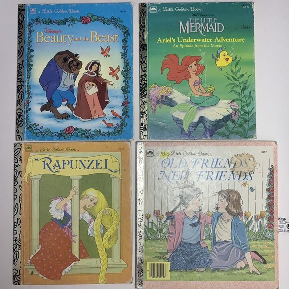 Little Golden Book Lot of 4 Disney Princess Books Belle Ariel Rapunzel - Picture 1 of 6